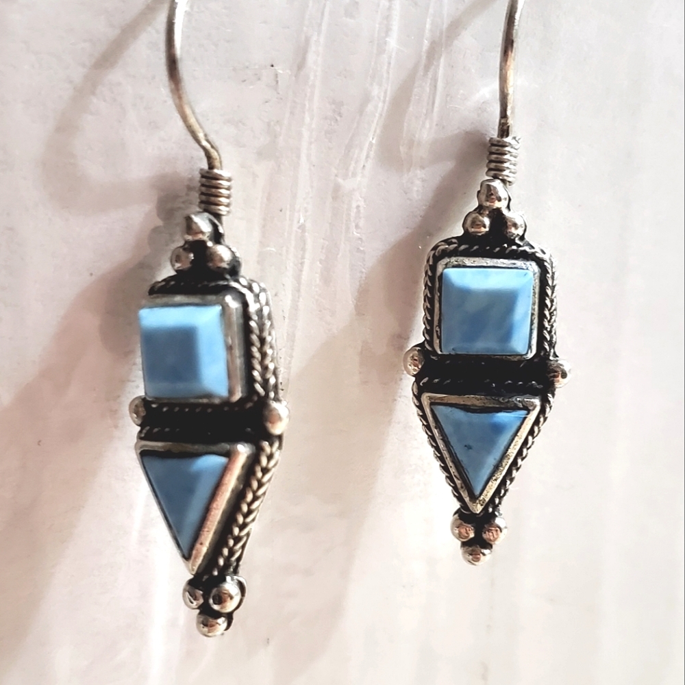 Vintage 925 Sterling Turquoise Signed Earrings